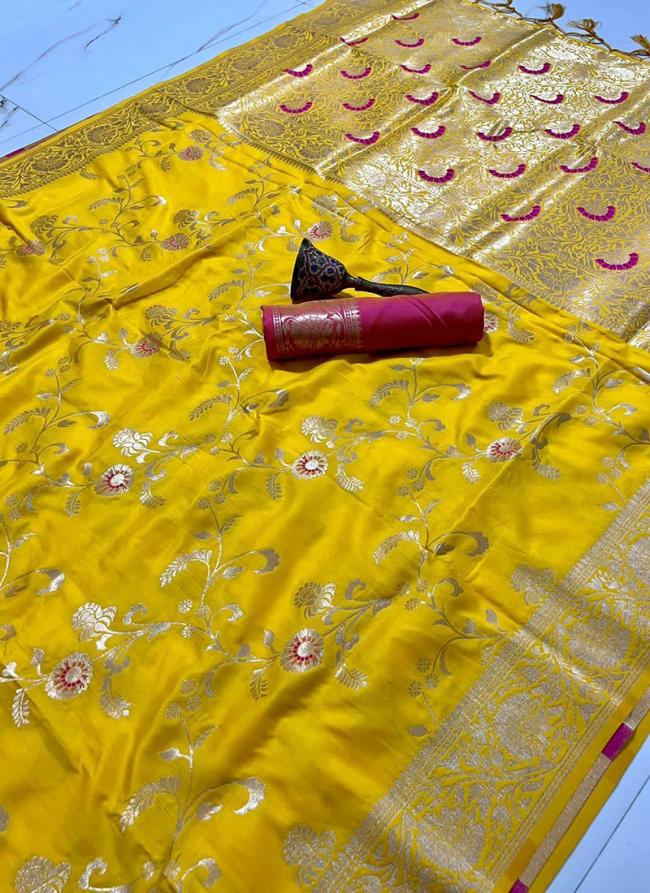 Silk Yellow Festival Wear Weaving Saree